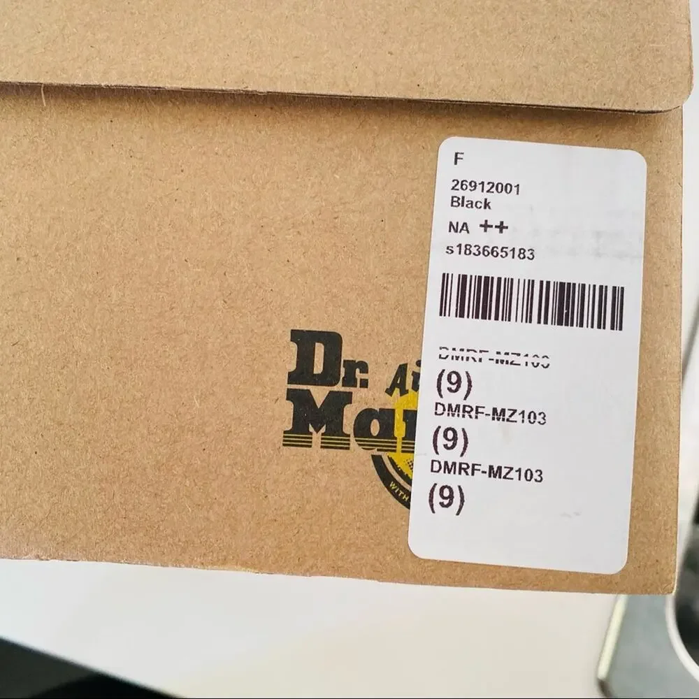 NEW DR DOC MARTENS Black Leather Canvas Panel Inset Lace Up Combat Ankle Boot 9
